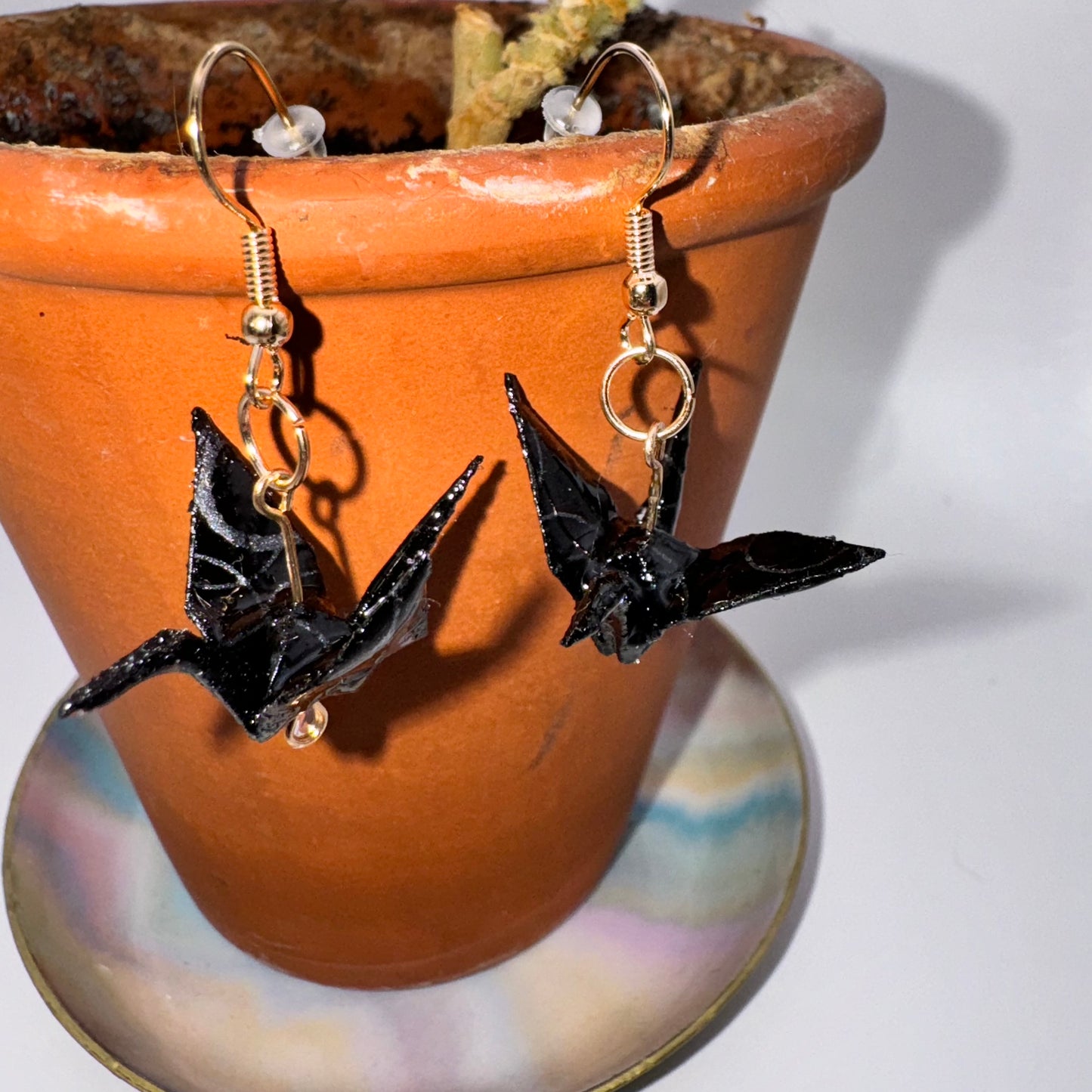 Origami Cranes - Black & Silver