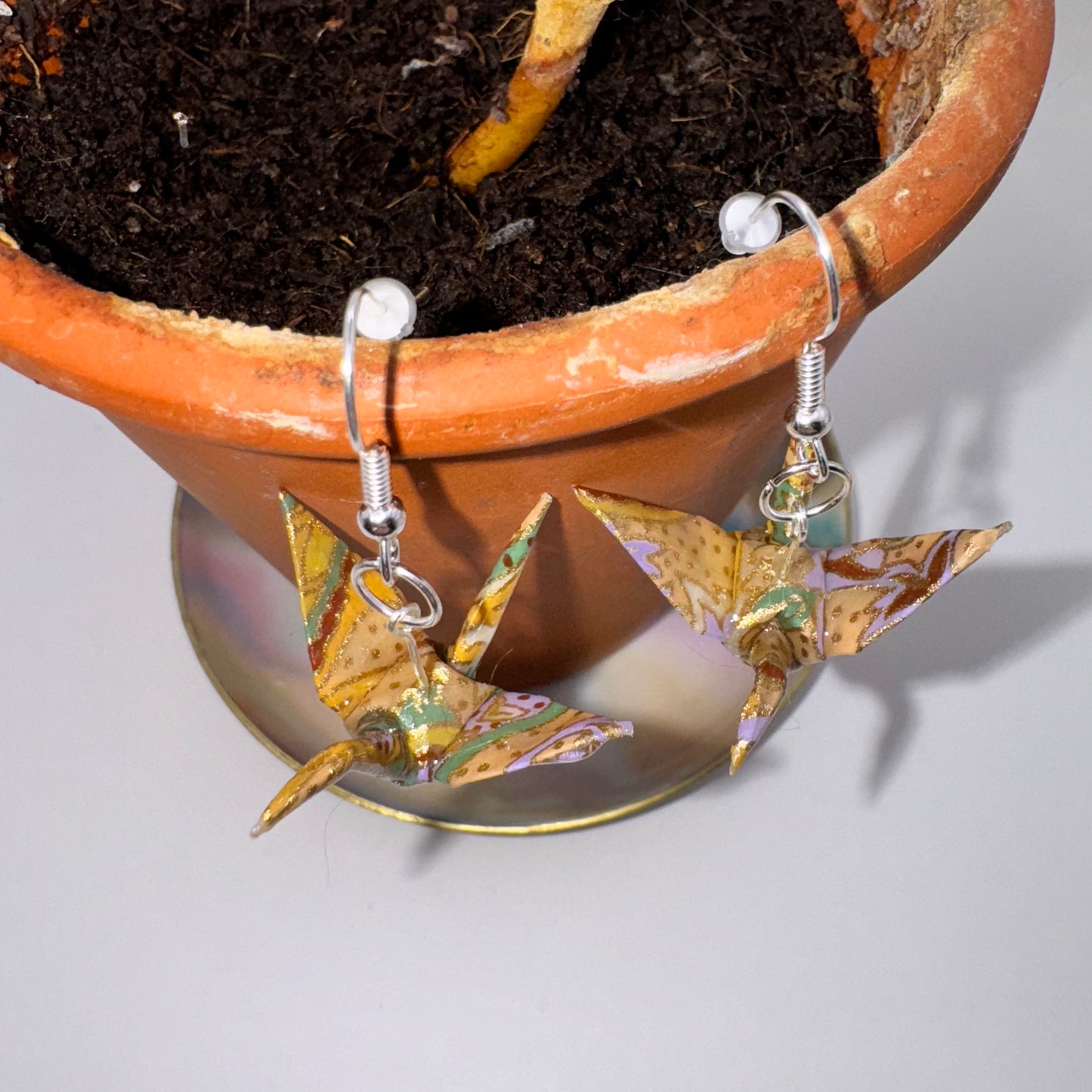 Origami Cranes - Floral Gold I