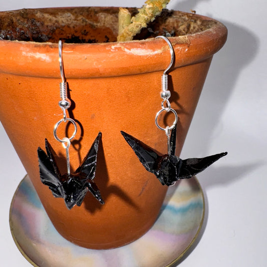 Origami Cranes - Black & Silver